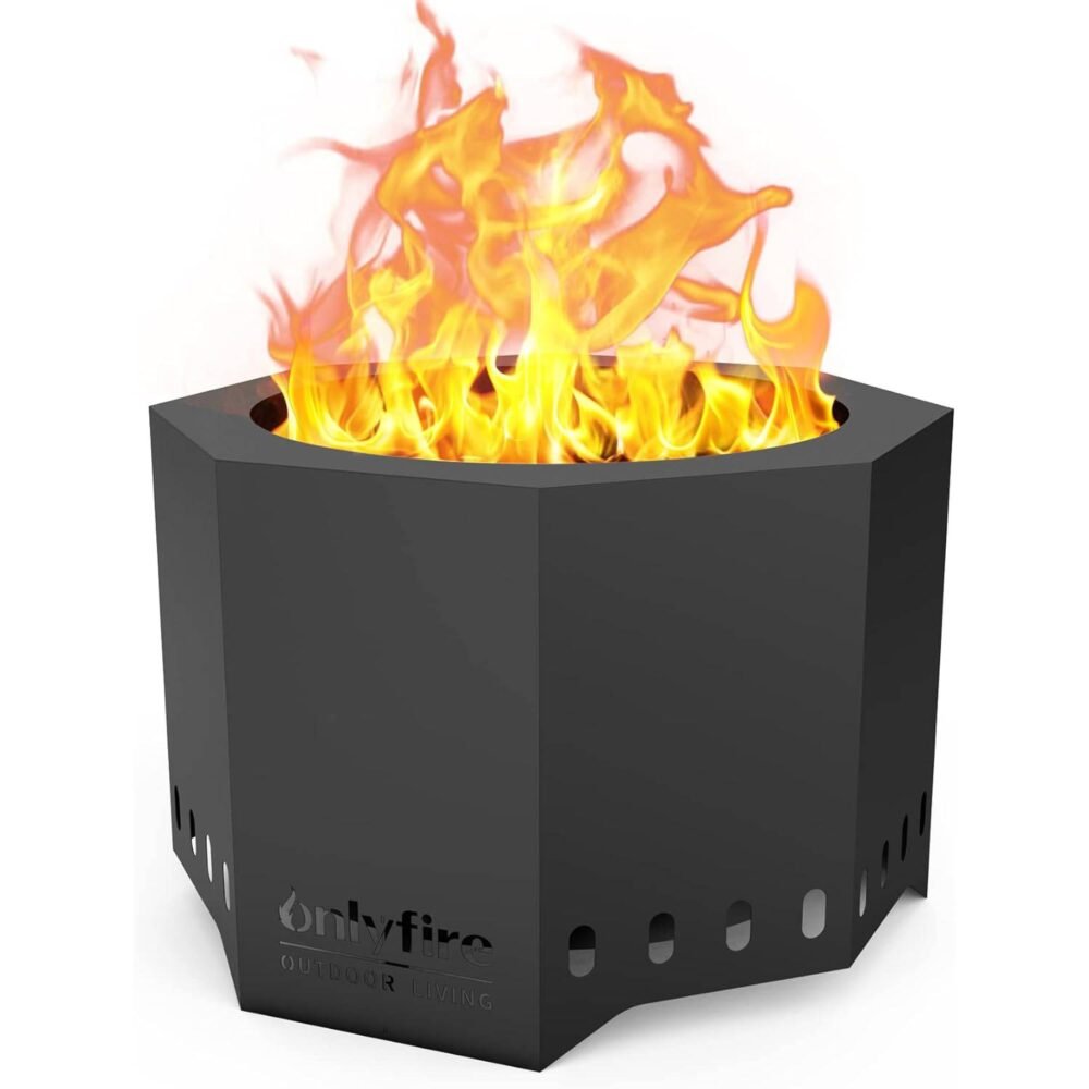 Onlyfire 26" Octagonal Smokeless Fire Pit Wood Burning with Holes