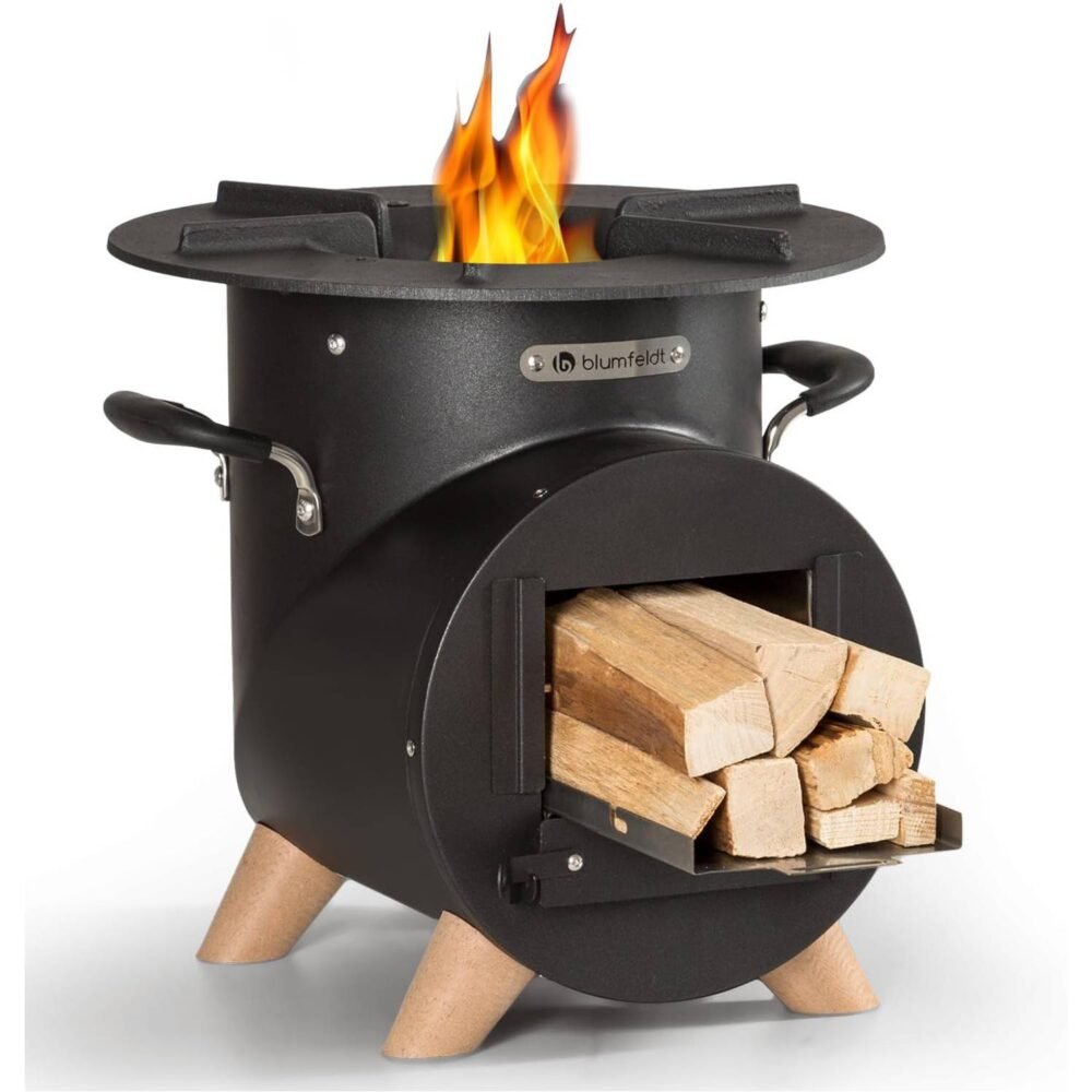 blumfeldt Fire Pit for Garden, Portable Fire Pit with BBQ Grill